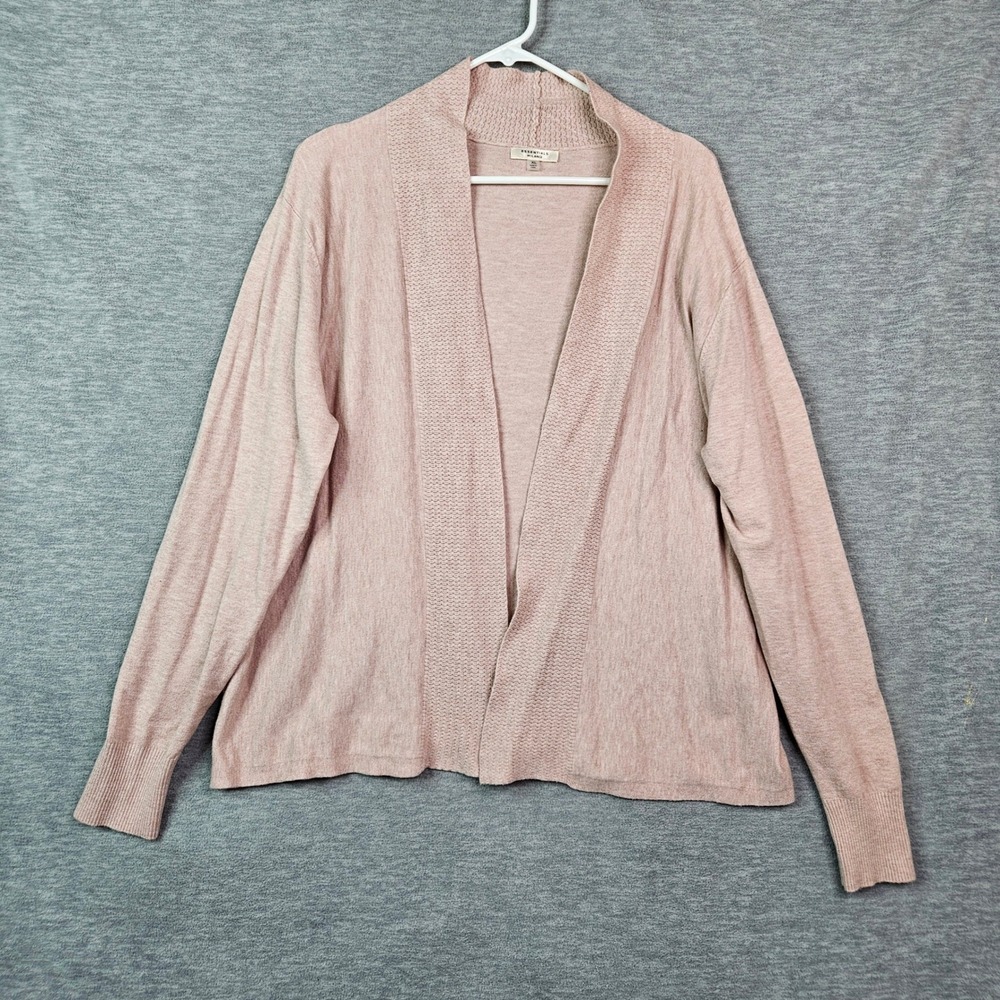 Essentials Milano Womens XL Blush Pink Open Front Shawl Collar Cardigan Sweater